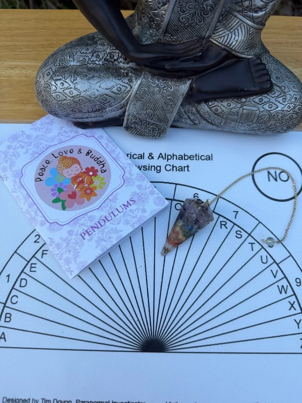 Reiki Infused 7 Chakra Orgonite Dowsing/Divination Pendulum with Chart & Guide - Picture 16 of 16